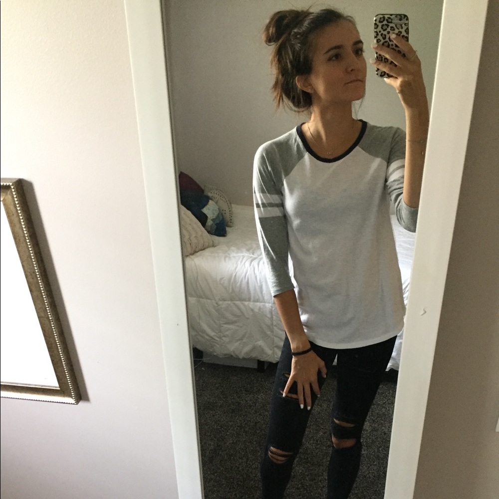 Grey & white J. Crew Baseball T-shirt